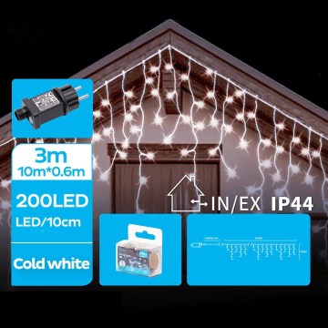 Brilagi - LED spoljašnji niz 200xLED/8 funkcija 13x0,6m IP44 hladno bela