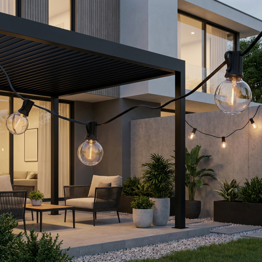 Brilagi - LED spoljašnja dekorativna girlanda GIRLANDA 25xE12/0,6W/230V 20m crna IP44 topla bela + daljinski upravljač