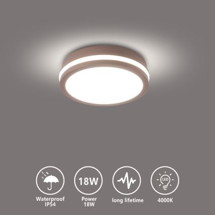 Brilagi - LED spoljna plafonska svetiljka BENE LED/18W/230V fi 21,5 cm braon IP54