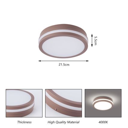 Brilagi - LED spoljna plafonska svetiljka BENE LED/18W/230V fi 21,5 cm braon IP54