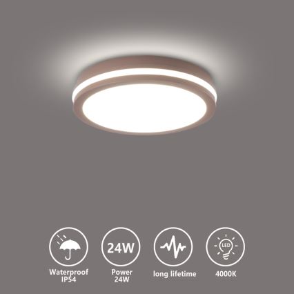 Brilagi - LED spoljna plafonska svetiljka BENE LED/24W/230V prečnik 26 cm braon IP54