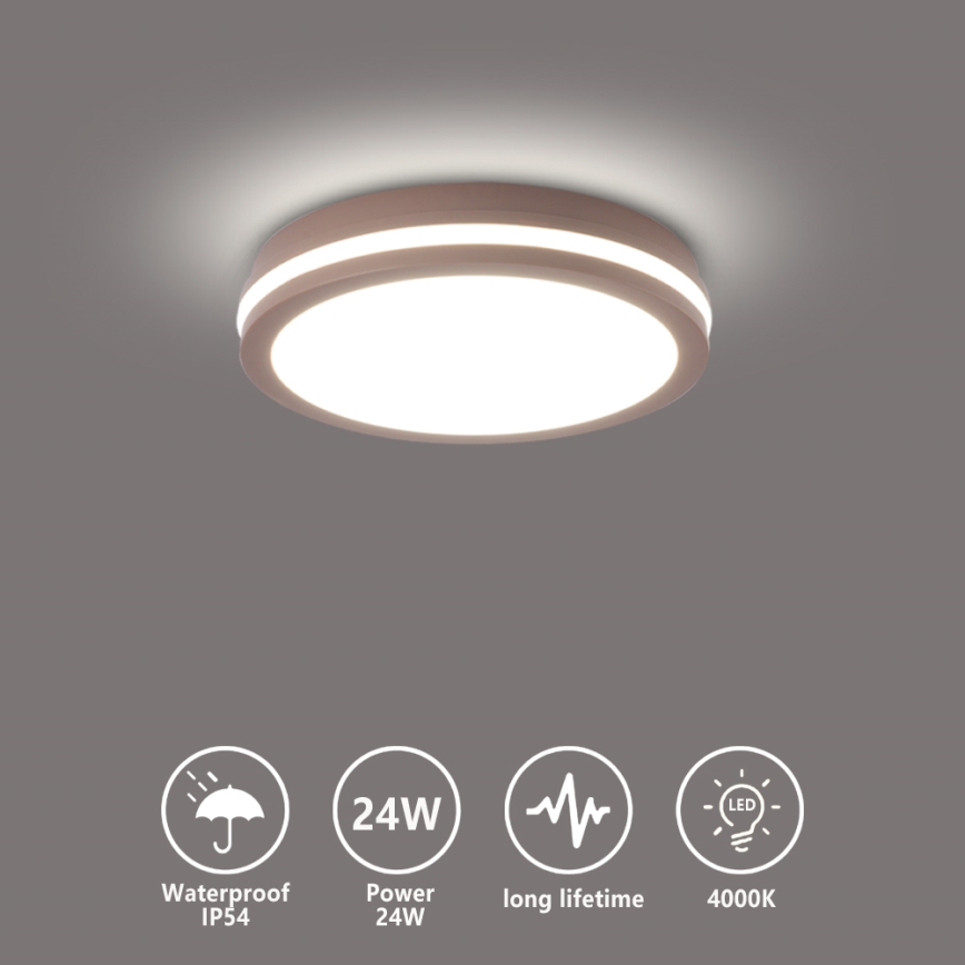 Brilagi - LED spoljna plafonska svetiljka BENE LED/24W/230V prečnik 26 cm braon IP54