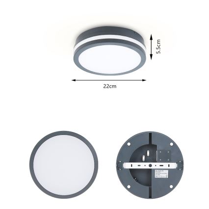 BRILAGI - LED spoljašnje svetlo BENE LED/18W/230V prečnik 22 cm antracit IP54