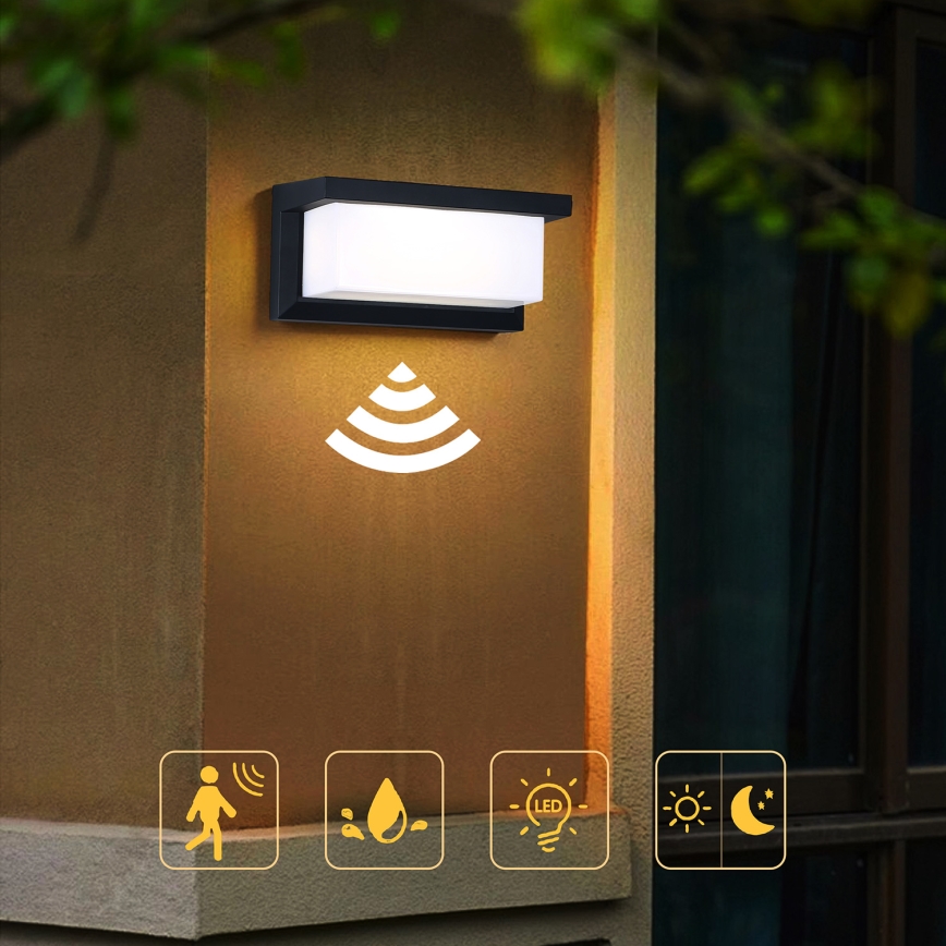 Brilagi - LED spoljašnje zidno svetlo sa senzorom BRICKY LED/12W/230V crno IP54