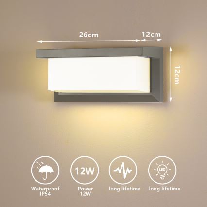 Brilagi - LED spoljna zidna svetiljka BRICKY LED/12W/230V siva IP54