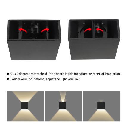 Brilagi - LED spoljna zidna svetiljka DOUBLERAY LED/4W/230V crna IP65