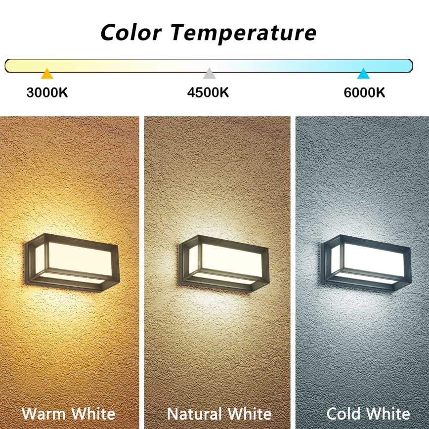 Brilagi - LED spoljašnje zidno svetlo PARKER LED/12W/230V 3000/4500/6000K, antracit, IP44