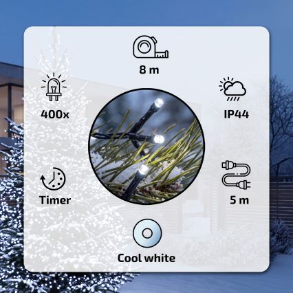 BRILAGI - LED spoljni božićni niz 400xLED 13m IP44 hladna bela