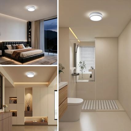 Brilagi - LED spoljašnje plafonsko svetlo sa senzorom BENE LED/18W/230V Ø 21,5 cm belo IP54