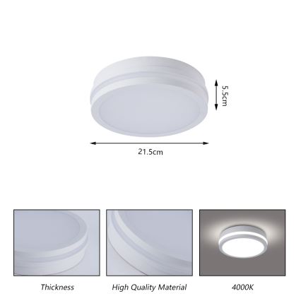 Brilagi - LED spoljašnje plafonsko svetlo sa senzorom BENE LED/18W/230V Ø 21,5 cm belo IP54