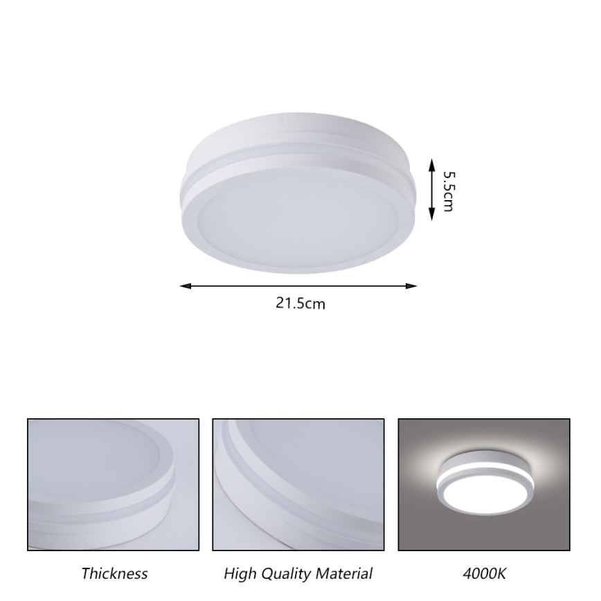 Brilagi - LED spoljašnje plafonsko svetlo sa senzorom BENE LED/18W/230V Ø 21,5 cm belo IP54