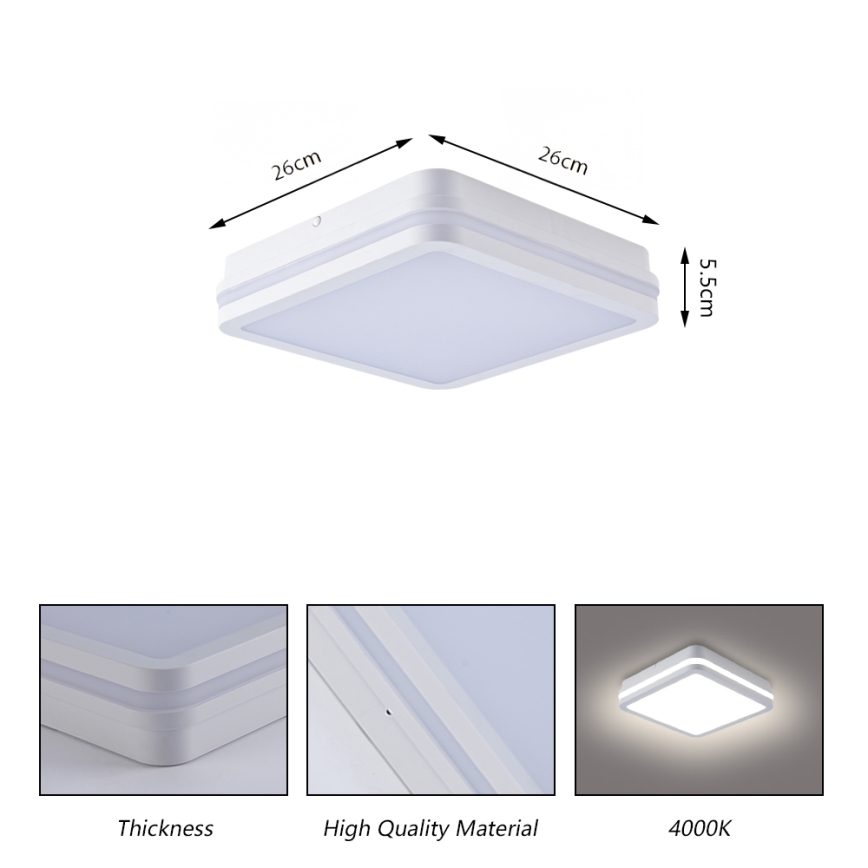 Brilagi - LED spoljno svetlo sa senzorom BENE LED/24W/230V 26x26 cm belo IP54