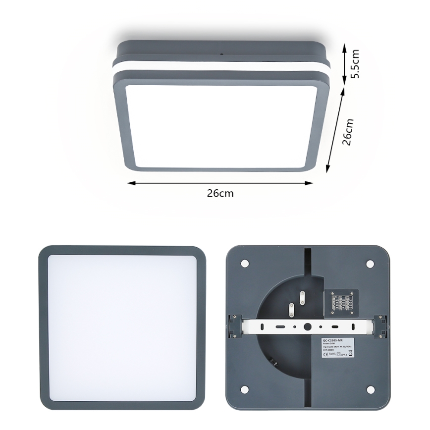 Brilagi - LED spoljašnje svetlo sa senzorom pokreta BENE LED/24W/230V 26x26 cm antracit IP54