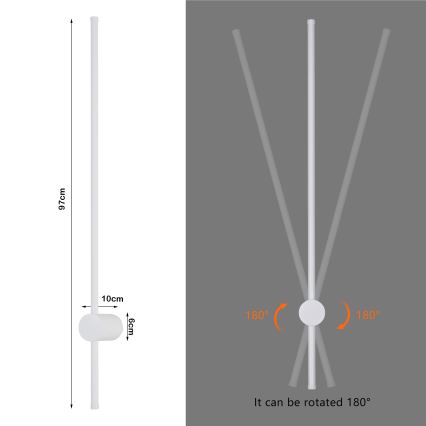 Brilagi - AURA LED spoljašnje zidno svetlo LED/20W/230V 3000K IP54 97 cm belo CRI 90