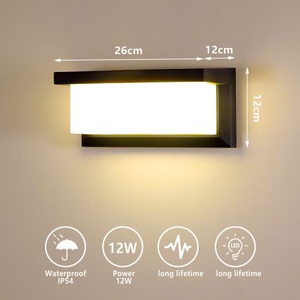 Brilagi - LED spoljno zidno svetlo BRICKY LED/12W/230V crna IP54