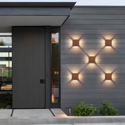 Brilagi - LED spoljno zidno svetlo QUADRAY 6W/230V, drveni dekor, IP54