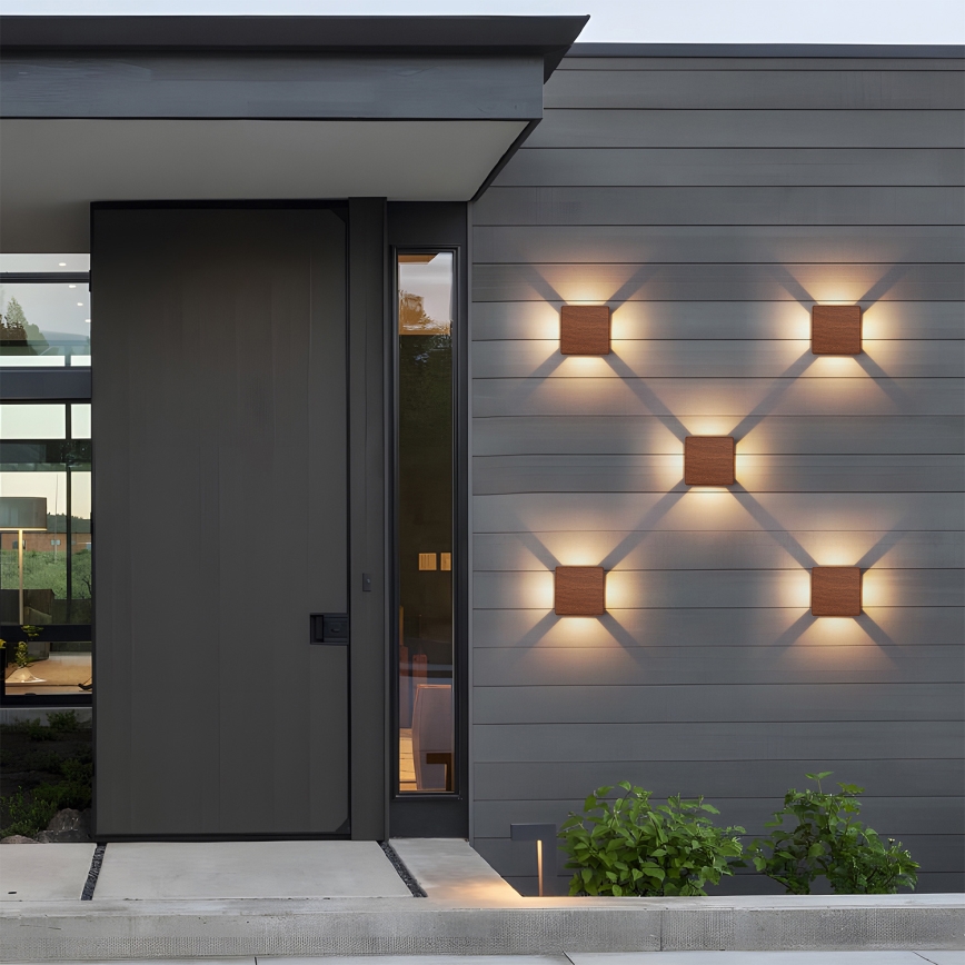 Brilagi - LED spoljno zidno svetlo QUADRAY 6W/230V, drveni dekor, IP54