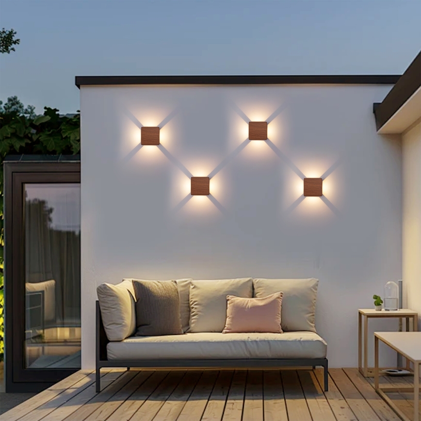 Brilagi - LED spoljno zidno svetlo QUADRAY 6W/230V, drveni dekor, IP54