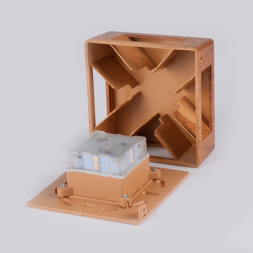 Brilagi - LED spoljno zidno svetlo QUADRAY 6W/230V, drveni dekor, IP54