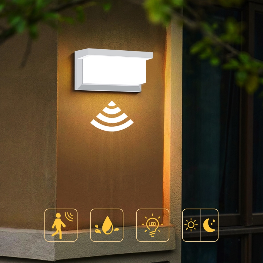 Brilagi - LED spoljašnje zidno svetlo sa senzorom BRICKY LED/12W/230V belo IP54