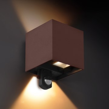Brilagi - LED spoljno zidno svetlo sa senzorom CUBE LED/6W/230V braon IP65