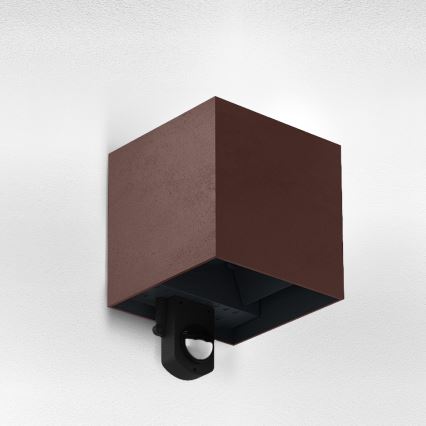 Brilagi - LED spoljno zidno svetlo sa senzorom CUBE LED/6W/230V braon IP65