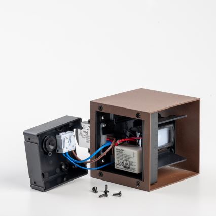 BRILAGI - LED spoljno zidno svetlo sa senzorom CUBE LED/6W/230V braon IP65