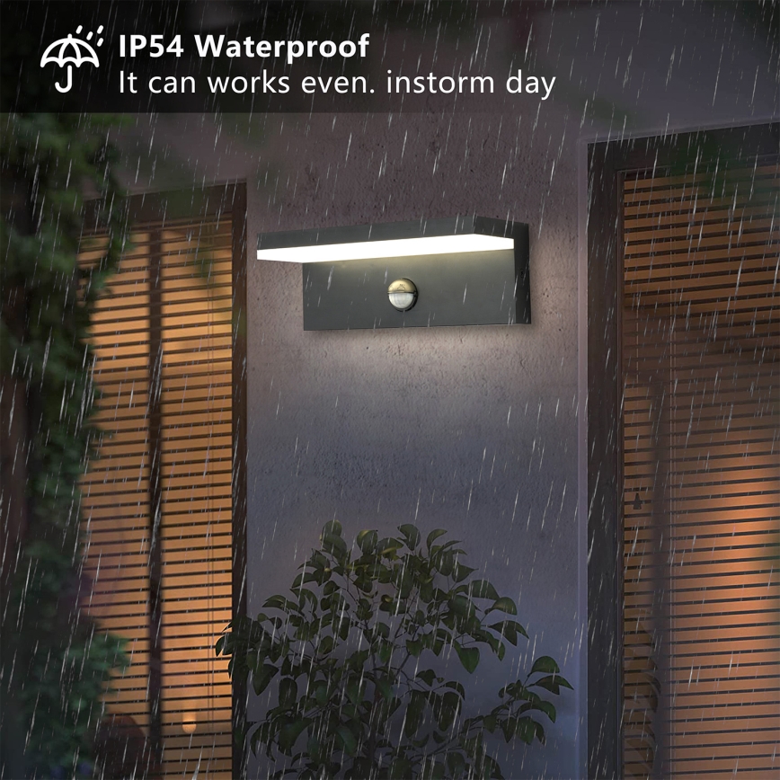 Brilagi - LED spoljašnja zidna svetiljka sa senzorom TESSI LED/10W/230V antracitna IP54