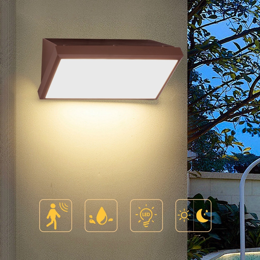 Brilagi - LED spoljašnje zidno svetlo sa senzorom TRIANGLE LED/20W/230V braon IP65