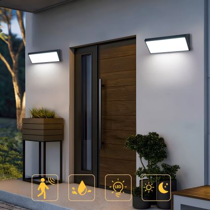 Brilagi - LED spoljašnje zidno svetlo sa senzorom TRIANGLE LED/42W/230V 45 cm crno IP65