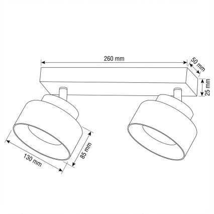 Brilagi - LED Spot lampa AURA LUX 2xGX53/30W/230V crna/zlatna