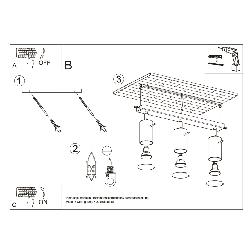 Brilagi - LED spot svetlo ASMUS 3xGU10/7W/230V crna
