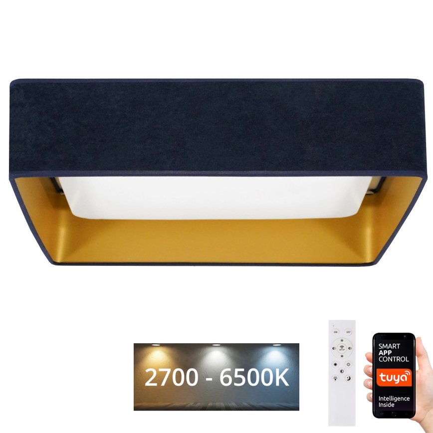 Brilagi - LED prigušiva plafonska lampa VELVET SQUARE SMART LED/36W/230V 60x60 cm 2700-6500K Wi-Fi Tuya + daljinski upravljač, tamno plava
