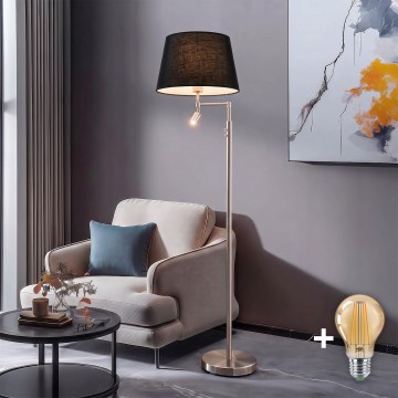 BRILAGI - LED Stojeća lampa CERIA 1xE27/60W/230V + LED/2,1W prečnik 45 cm mat hrom/crna