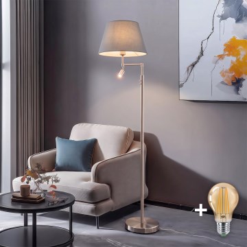 BRILAGI - LED stojeća lampa CERIA 1xE27/60W/230V + LED/2,1W prečnik 45 cm mat hrom/siva