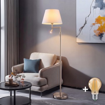 BRILAGI - LED stojeća lampa CERIA 1xE27/60W/230V + LED/2,1W Ø 45 cm matni hrom/bela