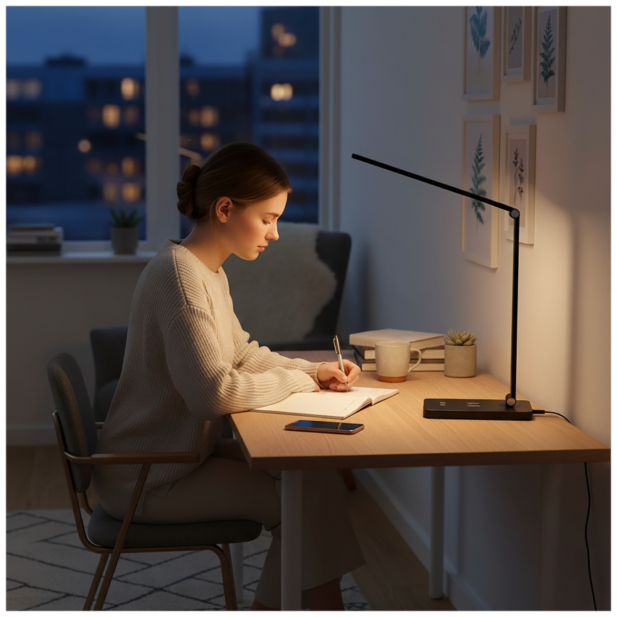 BRILAGI - LED prigušiva dodirna stolna lampa sa bežičnim QI punjenjem MODO CHARGE LED/7W/5V 3000/4000/6000K crna