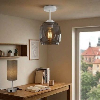 BRILAGI - LED Plafonski luster RETRO GLASS 1xE27/60W/230V prečnik 26 cm bela/zadimljena siva