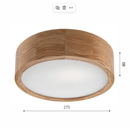 Brilagi - LED stropna svetiljka CARVALHO 1xE27/60W/230V hrast prečnika 27,5 cm