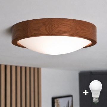 Brilagi - LED stropna svetiljka CARVALHO SLIM 1xE27/15W/230V hrast-trešnja prečnika 27 cm