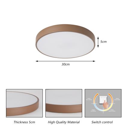 Brilagi - LED plafonsko svetlo POOL LED/36W/230V 3000/4000/6000K prečnik 30 cm braon