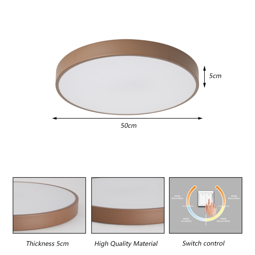 Brilagi - LED plafonsko svetlo POOL LED/60W/230V 3000/4000/6000K Ø 50 cm braon