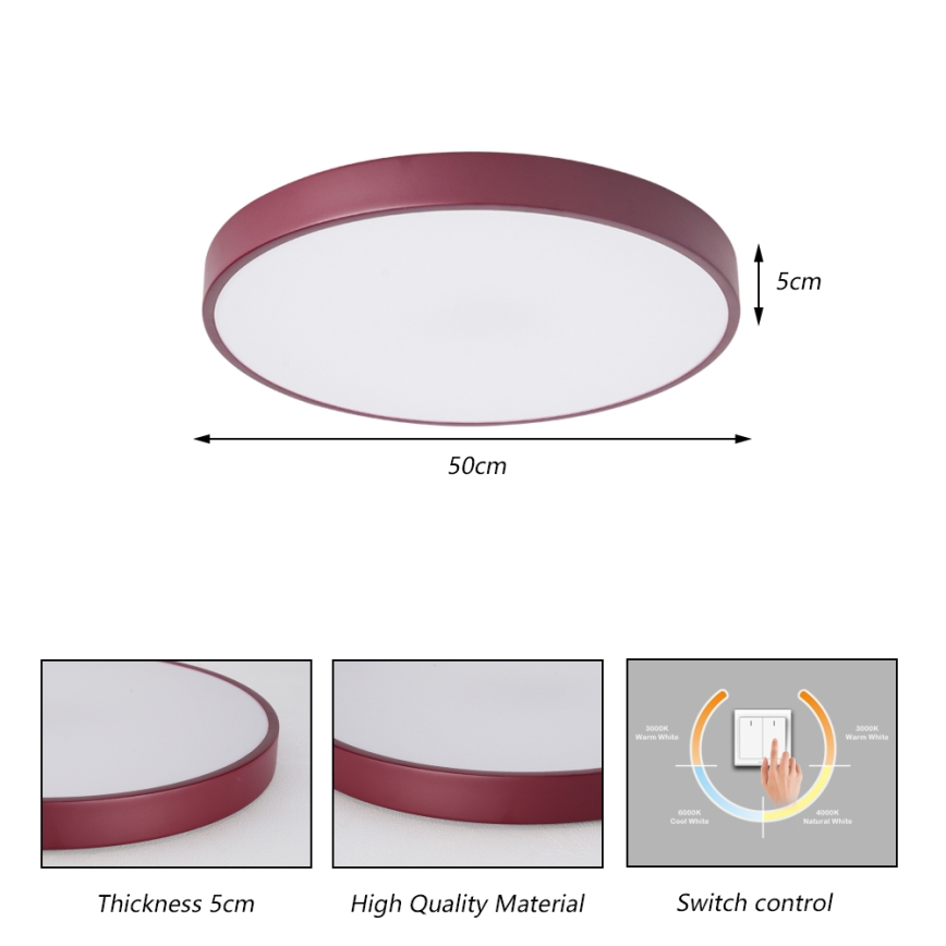 Brilagi - LED plafonsko svetlo POOL LED/60W/230V 3000/4000/6000K prečnik 50 cm bordo
