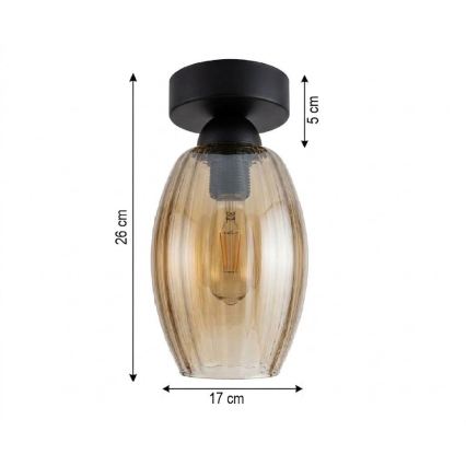 BRILAGI - LED plafonsko svetlo RETRO GLASS 1xE27/60W/230V prečnik 17 cm crno/zadimljeno bež