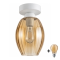 BRILAGI - LED stropna svetiljka RETRO GLASS 1xE27/60W/230V Ø 17 cm bela/dimljeno bež