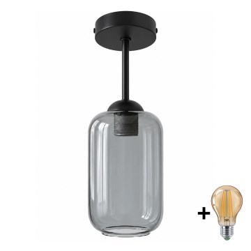 BRILAGI - LED stropni luster RETRO GLASS 1xE27/60W/230V prečnik 14 cm crna/zadimljena siva