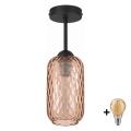 BRILAGI - LED stropni luster RETRO GLASS 1xE27/60W/230V Ø 14 cm crna/dimljeno braon