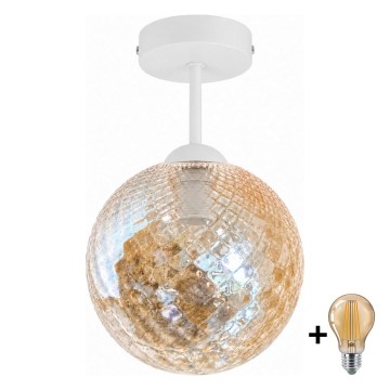 BRILAGI - LED stropni luster RETRO GLASS 1xE27/60W/230V Ø 17 cm bela/dimljeno bež