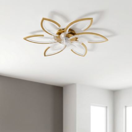 Brilagi - LED prigušiva plafonska lampa sa ventilatorom LED/34W/230V prečnik 78 cm zlatna + daljinski upravljač