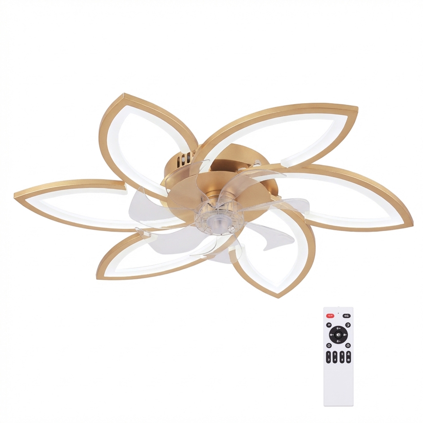 Brilagi - LED prigušiva plafonska lampa sa ventilatorom LED/34W/230V prečnik 78 cm zlatna + daljinski upravljač